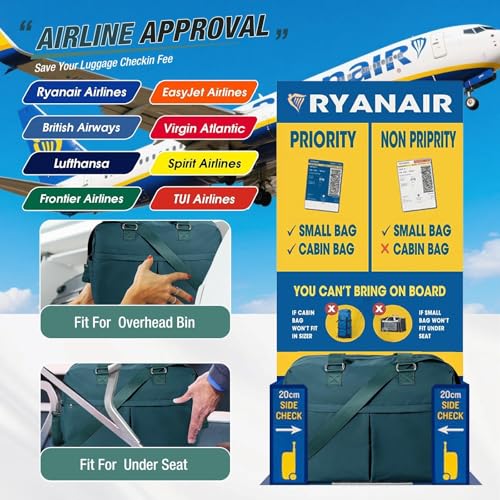 SZLX Travel Bag 40x20x25 for Ryanair,Weekend Luggage Tote Bag 40x30x20 for Women,Waterproof Sport Bag for Gym,Swimming Bag for Beach, F4-Peacock Blue, Sporty