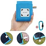 AHCSMRE Compact Pocket Beach Blanket Camping Blanket Waterproof for Outdoor Camping,Hiking,Travel,Festival, Sports – Picnic Mat with Built-in Ground Stakes,Durable Tarp w/Corner Pockets