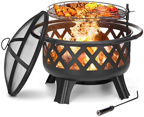 屋外ファイヤーピット2 In 1スチールファイヤーピットボウルbbqグリル30 パティオ薪ストーブ火花スクリーンカバーと裏庭の焚き火用調理用火格子 Constructioncapitalmanagement Com