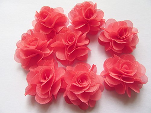 YYCRAFT Pack Of 30 Chiffon Flower 1.5" Hair Flower Wedding Bride Headband-Coral