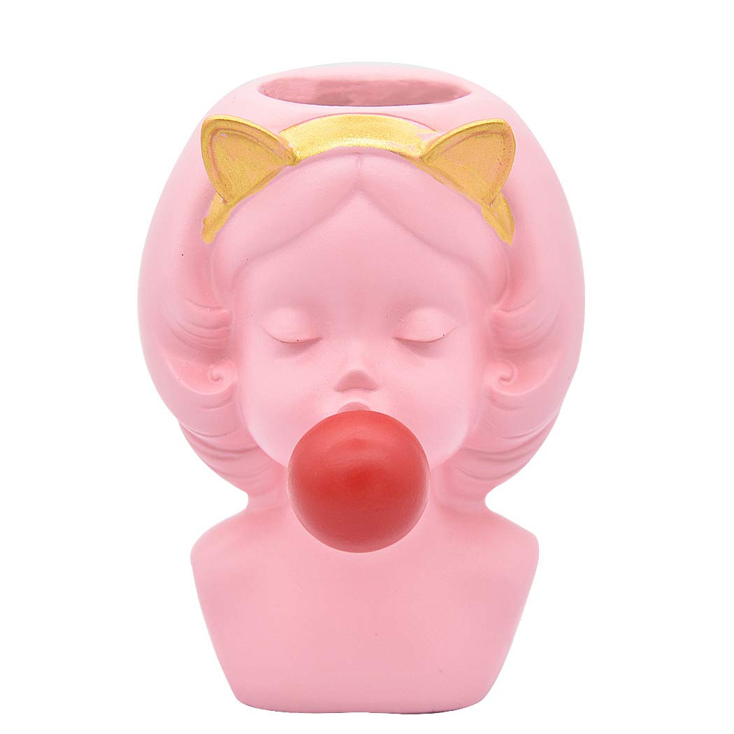 SIPLIV Pencil Holder Pen Containers Desk Organizer Makeup Brush Holder Succulent Flower Pot Pencil Holder for Home Office Classroom - Cat Ears, Pink