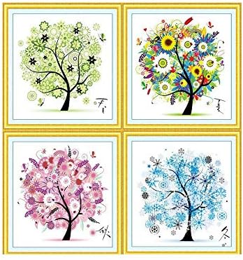 Cross Stitch, Tree, Spring, Summer, Autumn and Winter, 4 Pairs, C0001