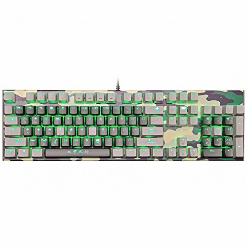 Mechanical Gaming Keyboard Wired Backlit OUTEM Blue Switch Keyboard Full Size 104 Keys US Layout-Camouflage