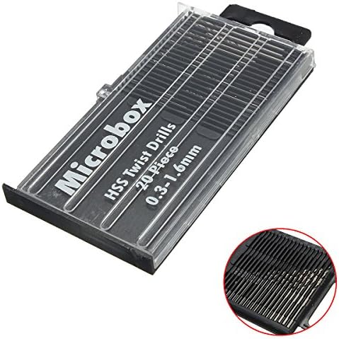 20pcs 0.3-1.6mm Micro HSS Twist Drill Bits Set Straight Shank