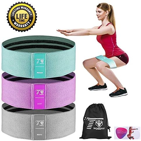 TwobeFit Resistance Bands for Legs and Butt,Resistance Loop Bands Exercise Bands Hip Bands Fabric Booty Bands Workout Bands Activate Glutes and Thigh 3 Sets (2019 Upgraded)