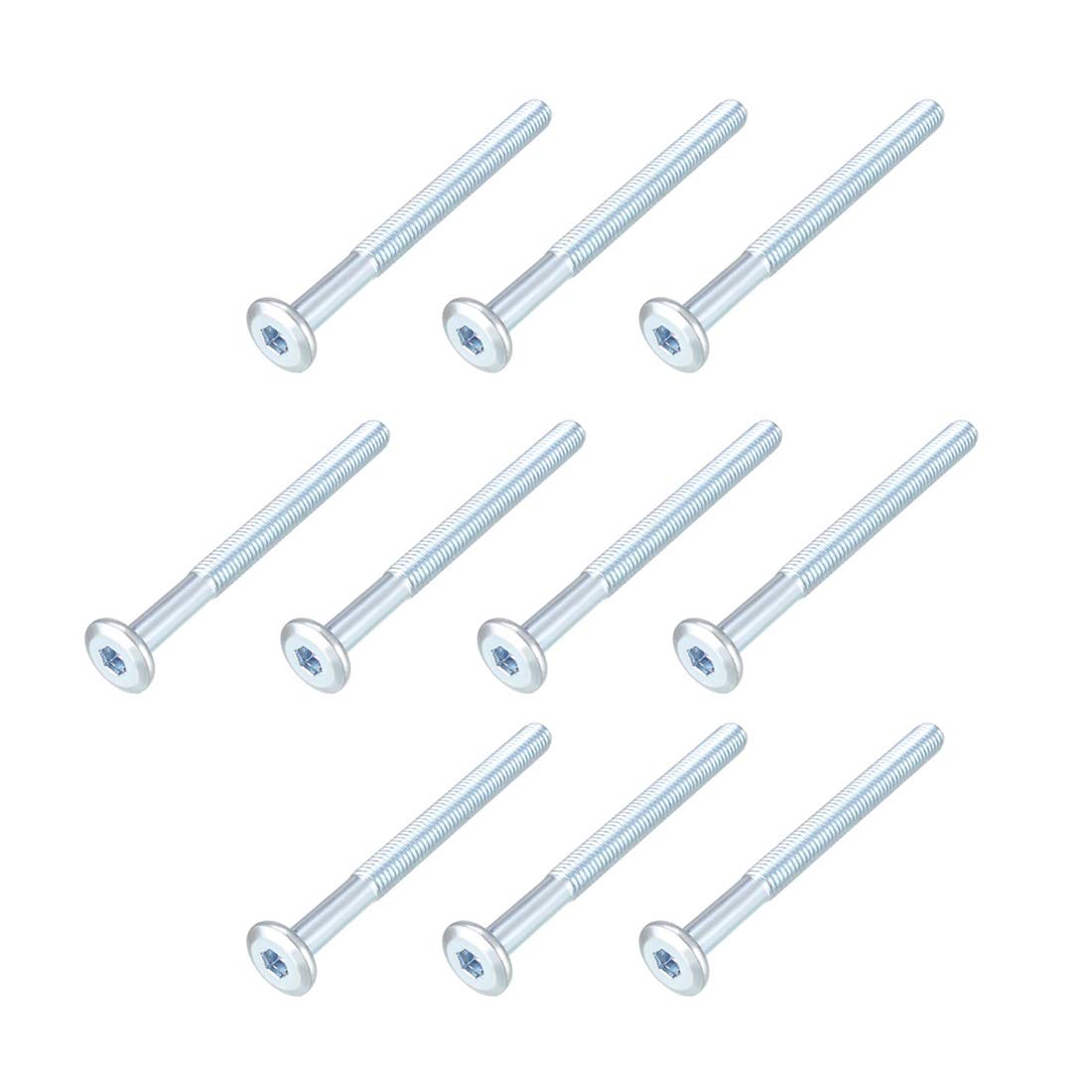 sourcing map M6x70mm Furniture Screw Hex Socket Cap Machine Screws Zinc Plated Fasteners Bolts Half Thread Carbon Steel 10Pcs