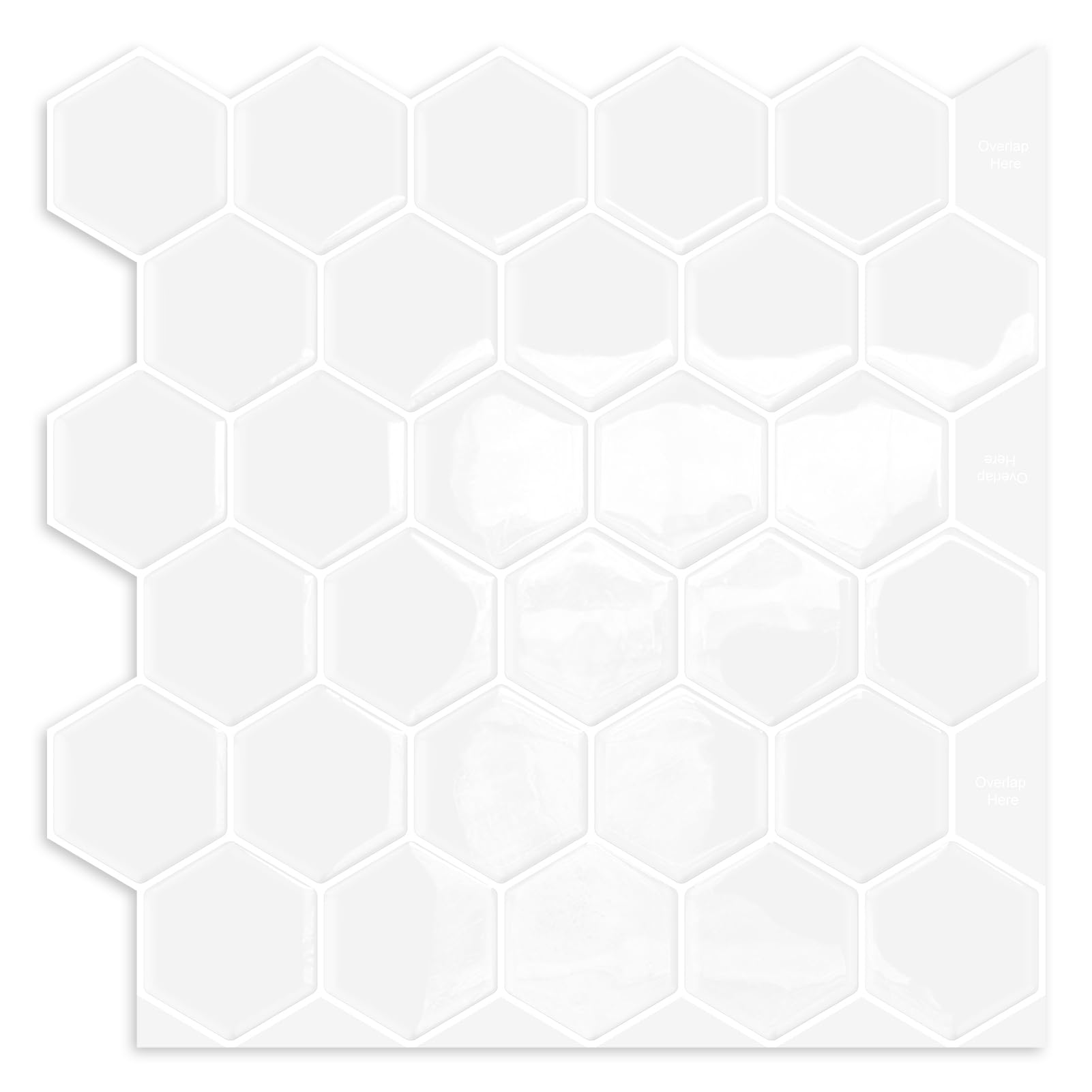 Photo 1 of 10-Sheet Hexagon Peel and Stick Kitchen Backsplash Tiles, Honeycomb Waterproof Self-Adhesive Wall Tile Stick on Backsplash for Kitchen, RV and Bathroom(White,12"×12")