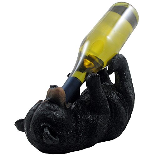 image for Home 'n Gifts Drinking Black Bear Wine Bottle Holder in Rustic Animal 