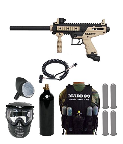 Tippmann Cronus Paintball Marker Gun -Basic Edition- Tan MEGA Package (Best Paintball Starter Kit)