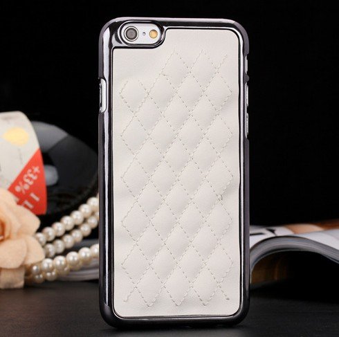 iPhone 6S Plus Case, iPhone 6 Plus Case, BONGEEK [Quilted Pattern] Luxurious Lambskin Leather Chrome Case for iPhone 6S Plus and iPhone 6 Plus (White)