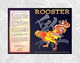 Asian Oriental Chinese Zodiac Poster Year of the Rooster: Birth Years 1921 1933 1945 1957 1969 1981 1993 2005 2017
