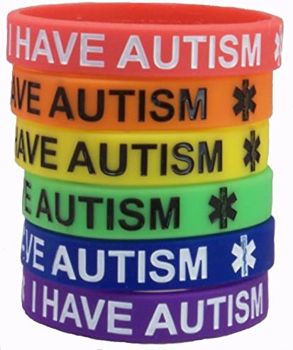 I Have Autism 6 Pack Rainbow Medical ID Bracelets (7 Inches)