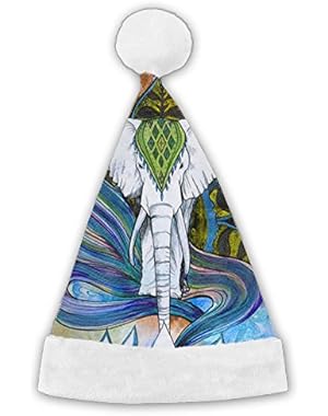 Christmas Hat Bright Color Flower Elephant 3D Graphic Printed Santa Cap For Adults And Children