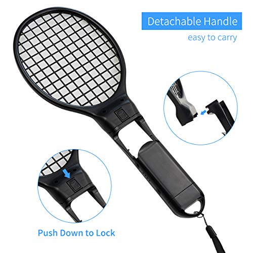 LINGSFIRE Switch Tennis Racket and Ping Pong Paddle For Nintendo Switch Joy-Con Controller, Accessories Compatible with Mario Tennis Aces Sports Games, 2 Pairs Set - Thumbnail 3