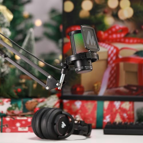 MAONO Microfono USB para Gamer, micrófono Condensador con cancelación de Ruido, Silencio, Ganancia, monitoreo, Brazo para Streaming, Podcast, Youtube, PC, computadora, PS4,PS5, Mac, GamerWave, DGM20S
