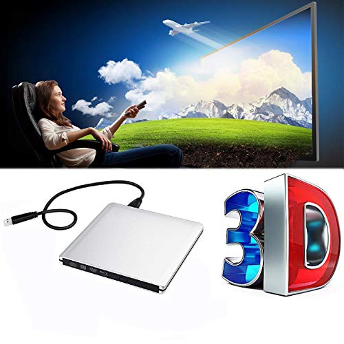 USB 3.0 Blu-ray Player/DVD Drive/DVD Burner with 3D 4K Blu-ray Disc Player,Portable USB 3.0 Blu Ray DVD Burner Player Writer Reader Disk for Laptop, Windows 7/8/10,Linxus,Mac OS (Silver)