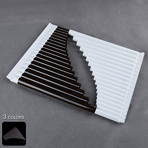 New Arrival 16 Pipes Pan Flute Pan Pipe G Key ABS Plastic Traditional Woodwind Musical Instrument for Beginner and Musical Lover (18 Pipes, dark brown and white) - Thumbnail 6