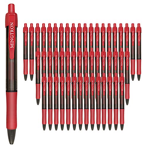 Mingtron 50 Pack Retractable Gel Ink Rollerball Pen, Ink Pen, Red Pen