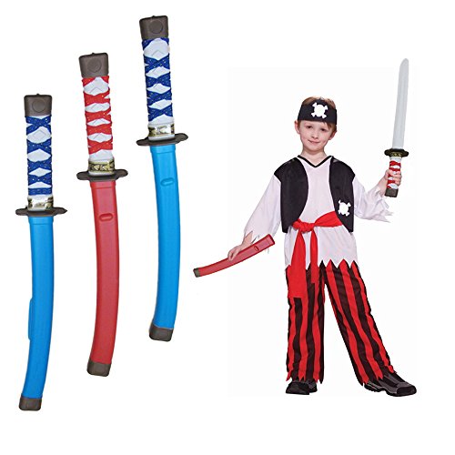 Plastic Swards - Pack of 12 - 17 Inch Plastic Samurai Katana with Sheath and Cloth Wrapped Handles - Ideal for Halloween, Party Dress-Ups, Holiday Occasions, Costume Accessories, and more!