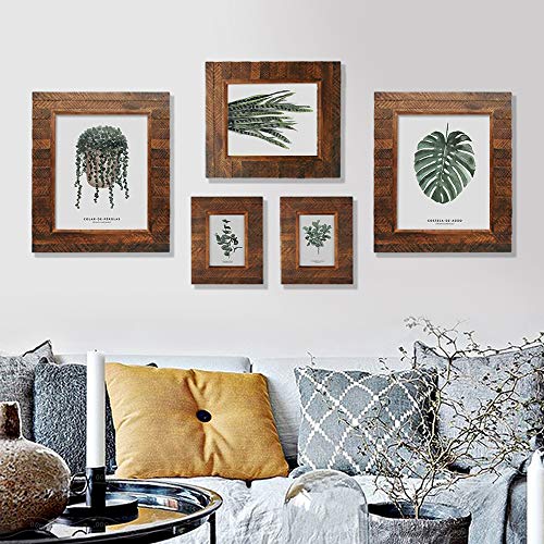 Eosglac Wooden Picture Frame 5x7 inch, Wood Plank Design with Rustic