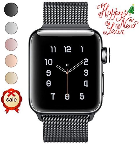 Apple Watch Band, LWCUS Milanese Loop iWatch Bands with Magnetic Closure for Apple watch Series 3,2,1, Hermes, Edition, Sport, Multiple Colors Apple Watch Accessories (38mm Black)