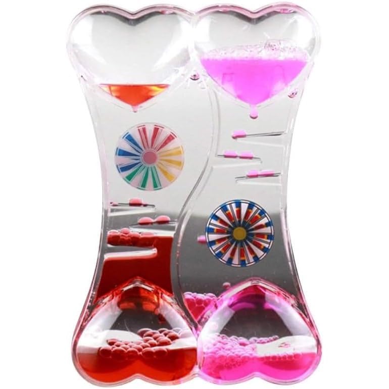 Liquid Sensory Spinning Motion Timer for Autism, Sensory Needs, ADHD, Stress Relief, Anxiety. Autism Toy and Special Needs Sensory Fidget. Pink & Red