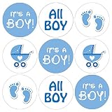 It's a Boy Baby Shower Favor Stickers - Blue Footprint Theme - 180 Count