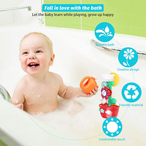 Bath Toys for Toddlers Babies Kids 1 2 3 Year Old Boys Girls Bathtub Toys Bath Wall Toy Fill Flow and Spin Waterfall Station with Strong Suction Cups Bath Toys Non Toxic Bath Toy