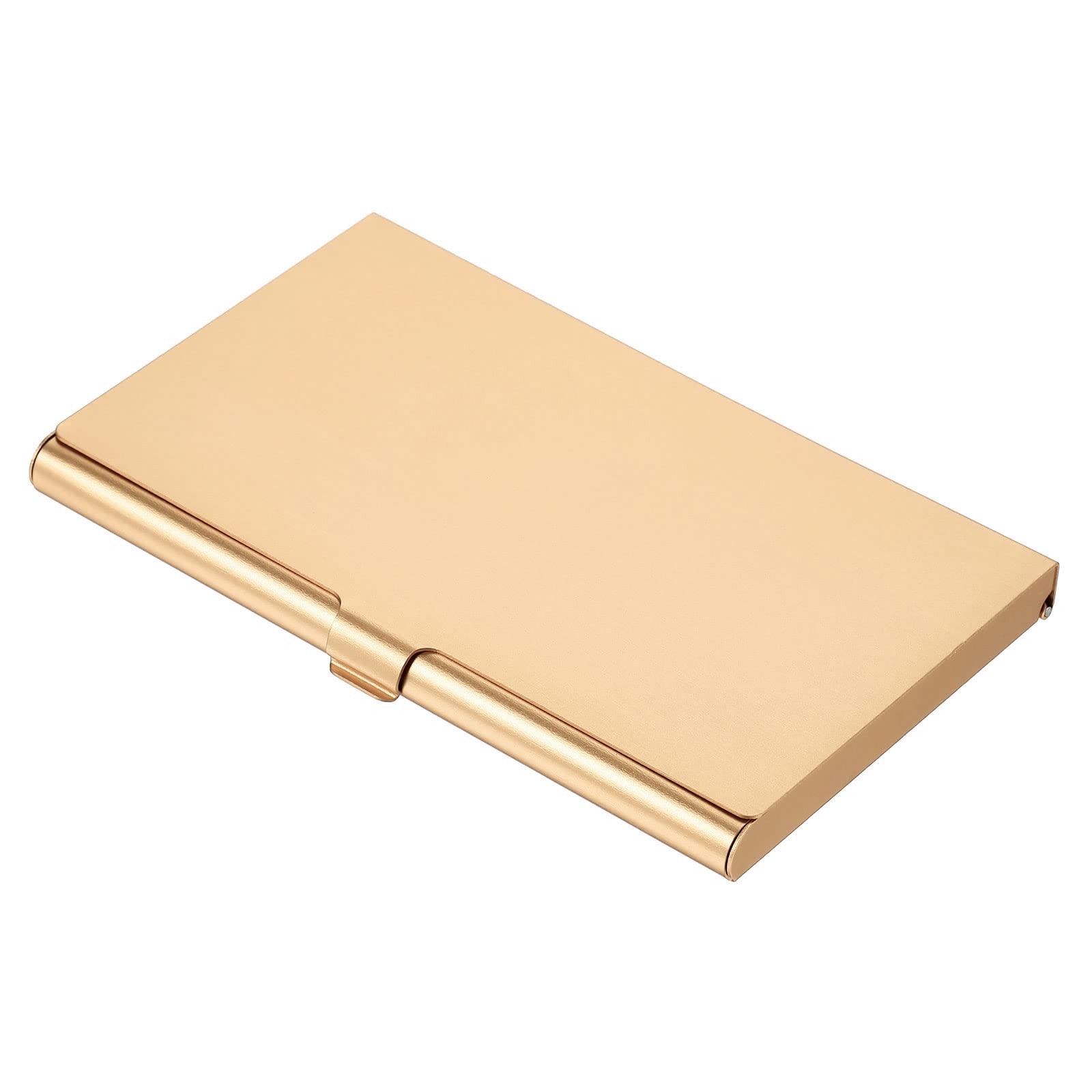 PATIKIL Business Card Holder, Aluminum Alloy Flip Cover Slim Name Cards Case for Women Men, Champagne Gold