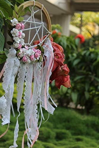 Daedal dream catchers Wool & Wool Blend Dream Catcher (25 x 15 x 1 cm, White Pink)