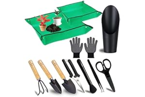 WNJ Plant Repotting Mat for Garden, 2 PCS Waterproof Potting Mats, Foldable Indoor Plant Mat, Portable Mini Garden Tool Set, 12 PCS Succulent Garden Tool Set,Square Garden Potting Tray,Gifts for Women