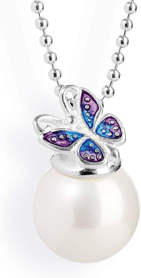 Heartbreaker Butterfly Pendant with Shell Pearl in Real Silver Mini's Collection Small Pearl Pendant Made of 925 Sterling Silver for Women