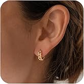 Gold Hoop Earrings for Women, 14K Gold Plated Small Twisted Hoop Earrings Hypoallergenic Cute Hoops Tiny Chunky Hoop Earrings for Women Trendy Jewelry for Women