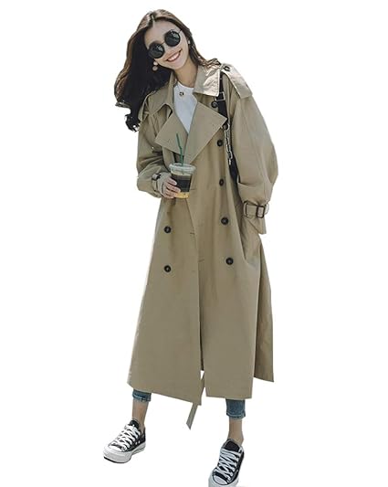 Amazon オーバーロングトレンチコート レディース アウター ダブル