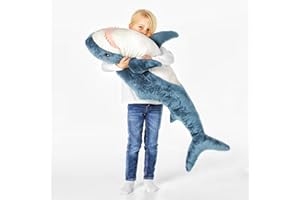 XIAOHONG 39 inch Giant Shark Stuffed Animal,Soft Shark Cushion Pillow Shark Plush Pillows,Chubby Stuffed Shark Toy Kid's Room Décor,Perfect Stress Relief for Women