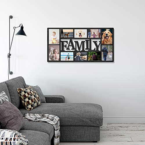 Neala Family Picture Frame, Photo Frame Plastic Display Picture Frame Large Black Plastic Photo Frame for Wall Hanging, Holds Four 5X7 and Six 4X6 Photos - Thumbnail 3