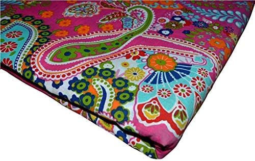 Mudit Crafts Rajcrafts Black Print Yard Flower Design Multi Ikat Printed Cotton Fabric, 44 Inches Width
