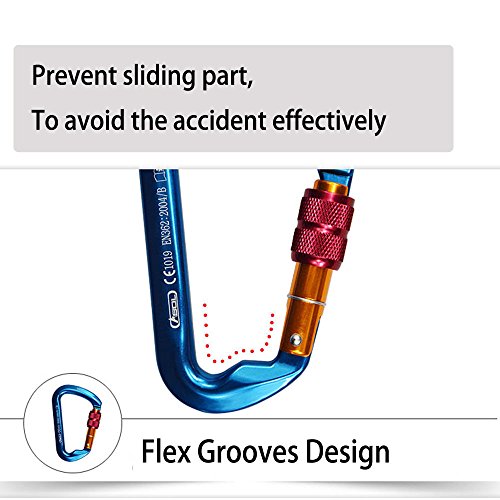 image for 3 Packs Locking Climbing Carabiners,Likorlove Ultra Tech 30KN Aluminum