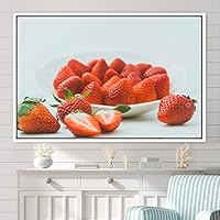 Framed Canvas Wall Art Fruity Citrus Colorful Farmhouse/Country Fruit Group Modern Art Multicolor Photography - 16x24 inches