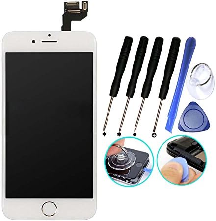 VTmobileAge Compatible iPhone 6S Plus 5.5 Inch Touch Screen Replacement Full Set with Home Button and Camera New LCD Digitizer Display Assembly Repair Replacement White + Tool Kits