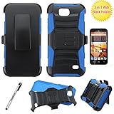 Phonelicious Xtreme series for ZTE MAJESTY PRO Case / ZTE MAJESTY PRO PLUS Case, Armor [Heavy Duty] Hybrid Dual Layer Kickstand Belt [Holster Clip] Combo Rugged Screen Protector Stylus (BLUE XC)