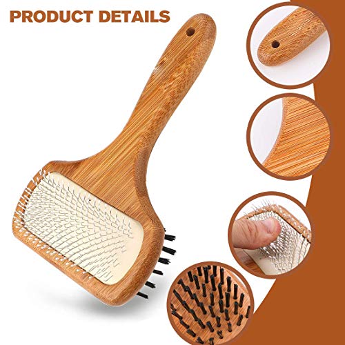 KylePet Dog brush, Double Sided Pet Slicker Brush with Bamboo Handle