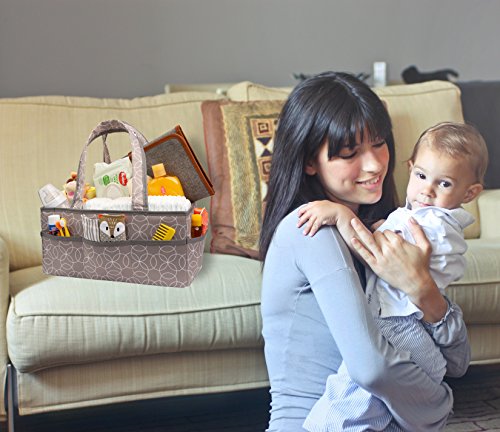 Baby Diaper Caddy Organizer [Large] with Diaper Changing Pad by SwingingBaby. Splash Proof Nursery Organizer/Storage Basket, Plus 100% Waterproof Changing Mat. Both Machine Washable. - Thumbnail 3