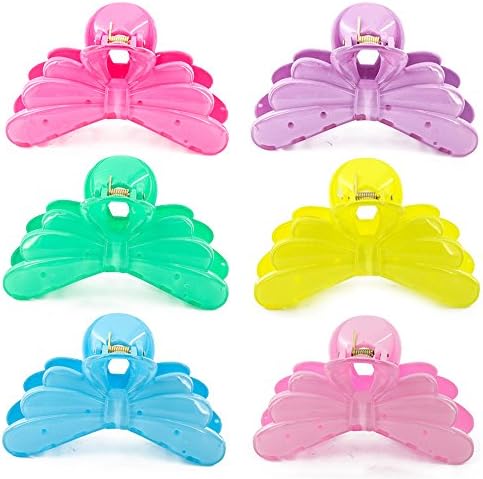 Kaide Large 4.5 " No-Slip Grip Bow Pattern Candy colors Claw Hair Clip Barrette For Thick Hair,Jaw Hair clip For Girls and Women ,Pack of 6