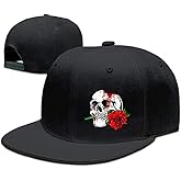 Tijeyi Flat Bill Hats for Men Snapback Skull Hats Black Hat for Teen Boys Skateboard Hats Baseball Cap