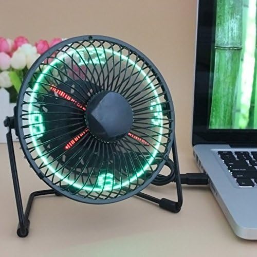 Ruishengda Mini Table Desktop USB LED Clock Fan Display Real-time Clock Function, 6 Inch, Black