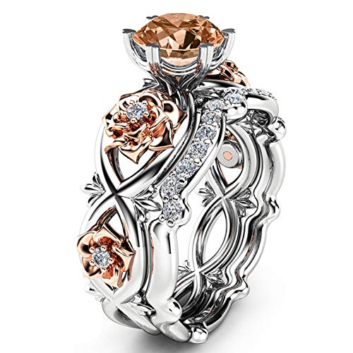 DesirePath Womens Charming Diamond Anniversary Promise Wedding Band Engagement Ring Beige