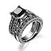 WensLTD 2-in-1 Womens Vintage White Diamond Silver Engagement Wedding Band Ring Set