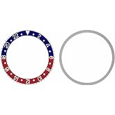 Ewatchparts Pepsi Bezel &amp; Insert With Tension Compatible With Rolex GMT Master I 16753 1675 16750 Blue/Red