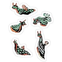 Vijk kor Black and Green Nudibranch in Watercolor (Nembrotha Kubaryana) Stickers (3 Pcs/Pack)